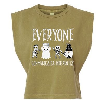 Everyone Communicates Differently Sped Teacher Halloween Garment-Dyed Women's Muscle Tee