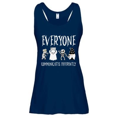 Everyone Communicates Differently Sped Teacher Halloween Ladies Essential Flowy Tank