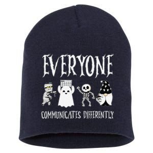 Everyone Communicates Differently Sped Teacher Halloween Short Acrylic Beanie