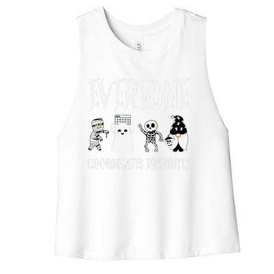 Everyone Communicates Differently Sped Teacher Halloween Women's Racerback Cropped Tank