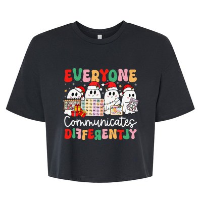 Everyone Communicates Differently Speech Therapy Christmas Bella+Canvas Jersey Crop Tee