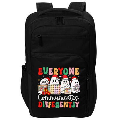 Everyone Communicates Differently Speech Therapy Christmas Impact Tech Backpack