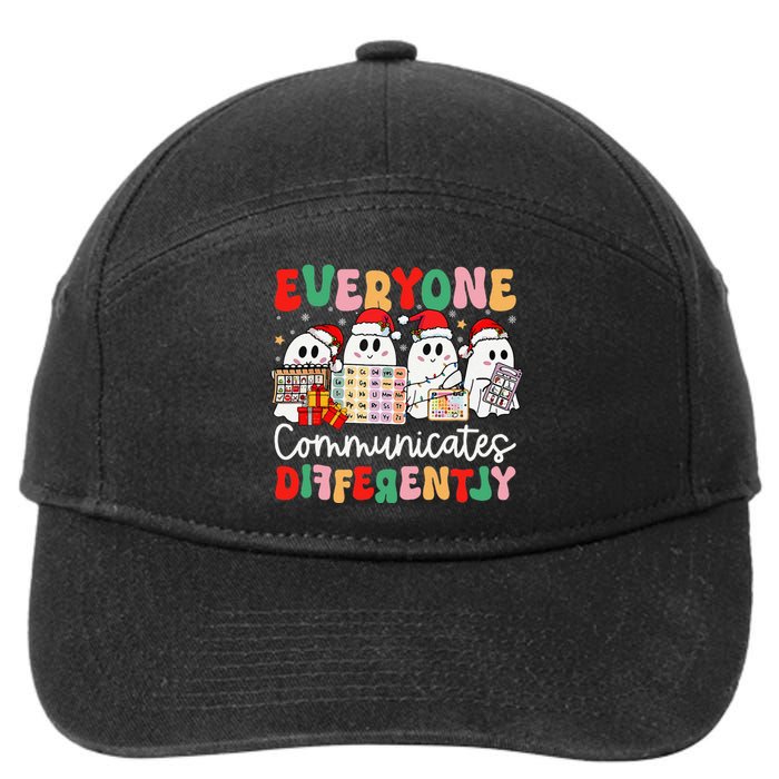 Everyone Communicates Differently Speech Therapy Christmas 7-Panel Snapback Hat