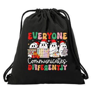 Everyone Communicates Differently Speech Therapy Christmas Drawstring Bag