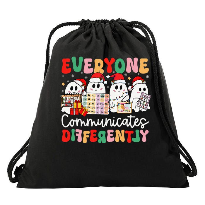 Everyone Communicates Differently Speech Therapy Christmas Drawstring Bag