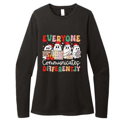 Everyone Communicates Differently Speech Therapy Christmas Womens CVC Long Sleeve Shirt