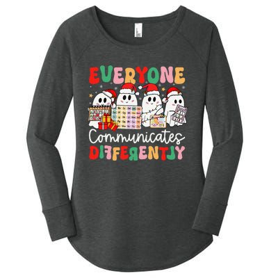 Everyone Communicates Differently Speech Therapy Christmas Women's Perfect Tri Tunic Long Sleeve Shirt