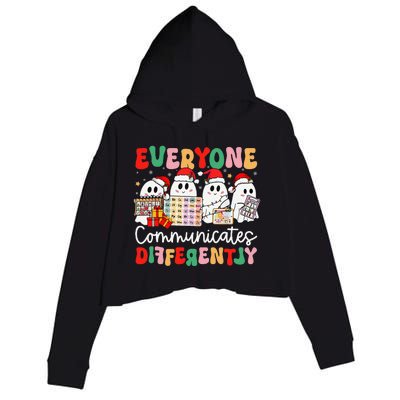 Everyone Communicates Differently Speech Therapy Christmas Crop Fleece Hoodie