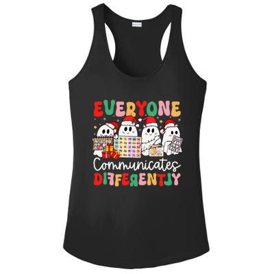 Everyone Communicates Differently Speech Therapy Christmas Ladies PosiCharge Competitor Racerback Tank