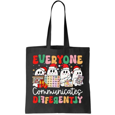 Everyone Communicates Differently Speech Therapy Christmas Tote Bag