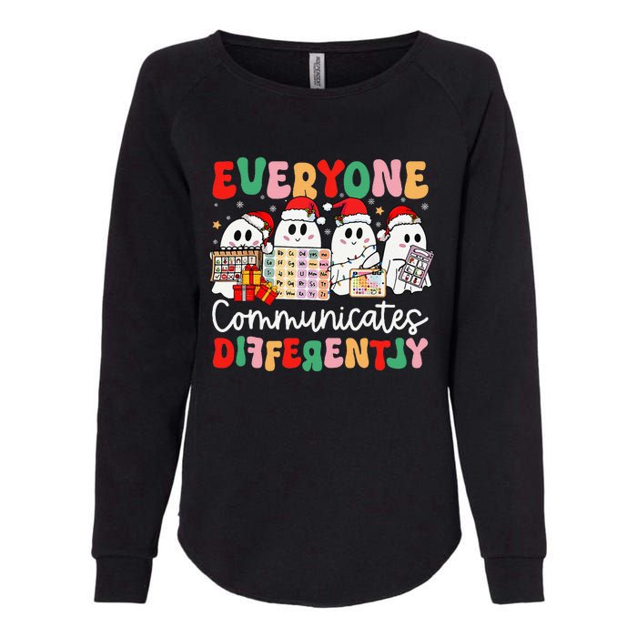 Everyone Communicates Differently Speech Therapy Christmas Womens California Wash Sweatshirt