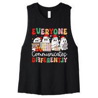 Everyone Communicates Differently Speech Therapy Christmas Women's Racerback Cropped Tank