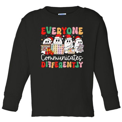 Everyone Communicates Differently Speech Therapy Christmas Toddler Long Sleeve Shirt