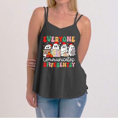 Everyone Communicates Differently Speech Therapy Christmas Women's Strappy Tank