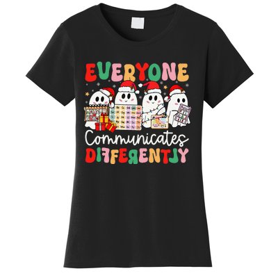 Everyone Communicates Differently Speech Therapy Christmas Women's T-Shirt