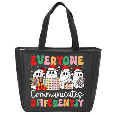 Everyone Communicates Differently Speech Therapy Christmas Zip Tote Bag