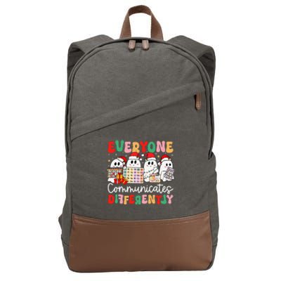 Everyone Communicates Differently Speech Therapy Christmas Cotton Canvas Backpack