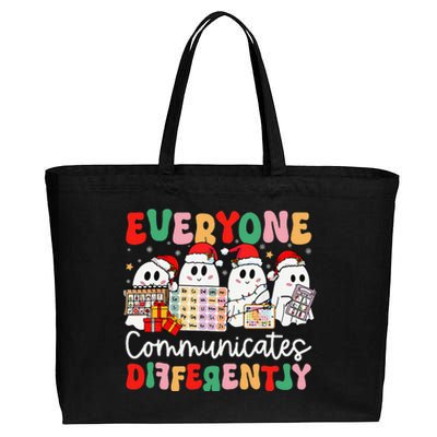 Everyone Communicates Differently Speech Therapy Christmas Cotton Canvas Jumbo Tote