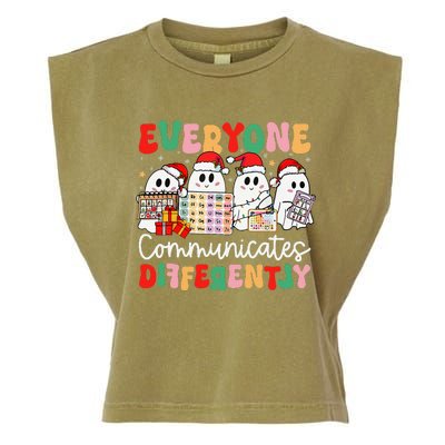 Everyone Communicates Differently Speech Therapy Christmas Garment-Dyed Women's Muscle Tee