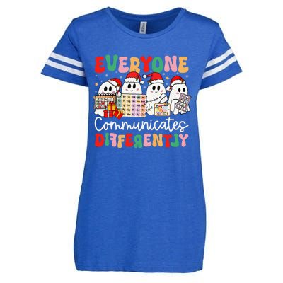 Everyone Communicates Differently Speech Therapy Christmas Enza Ladies Jersey Football T-Shirt