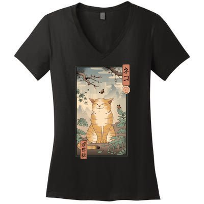 Edo Cat Women's V-Neck T-Shirt