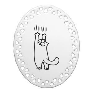 EMBROIDERED Cat Embroidered Animal Ceramic Oval Ornament