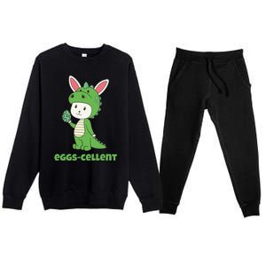 Eggs Cellent Easter T Rex Dinosaur Eggcellent Premium Crewneck Sweatsuit Set