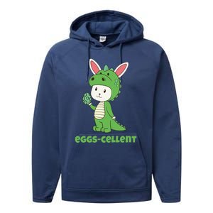 Eggs Cellent Easter T Rex Dinosaur Eggcellent Performance Fleece Hoodie