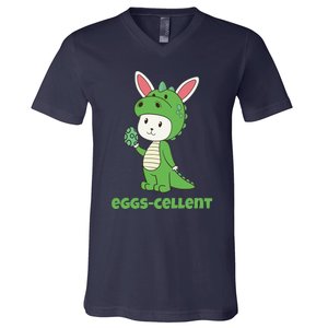 Eggs Cellent Easter T Rex Dinosaur Eggcellent V-Neck T-Shirt