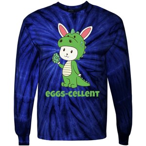 Eggs Cellent Easter T Rex Dinosaur Eggcellent Tie-Dye Long Sleeve Shirt