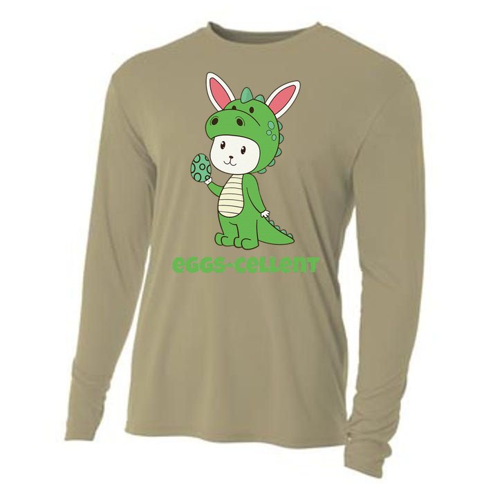 Eggs Cellent Easter T Rex Dinosaur Eggcellent Cooling Performance Long Sleeve Crew