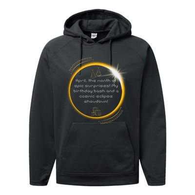 Epic Cosmic Eclipse Surprise Birthday Bash Print Performance Fleece Hoodie