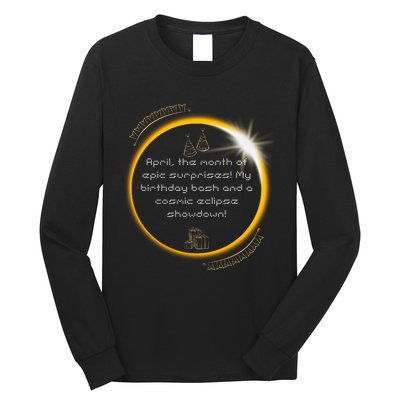 Epic Cosmic Eclipse Surprise Birthday Bash Print Long Sleeve Shirt