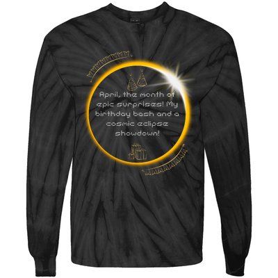 Epic Cosmic Eclipse Surprise Birthday Bash Print Tie-Dye Long Sleeve Shirt