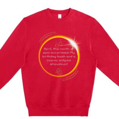 Epic Cosmic Eclipse Surprise Birthday Bash Print Premium Crewneck Sweatshirt