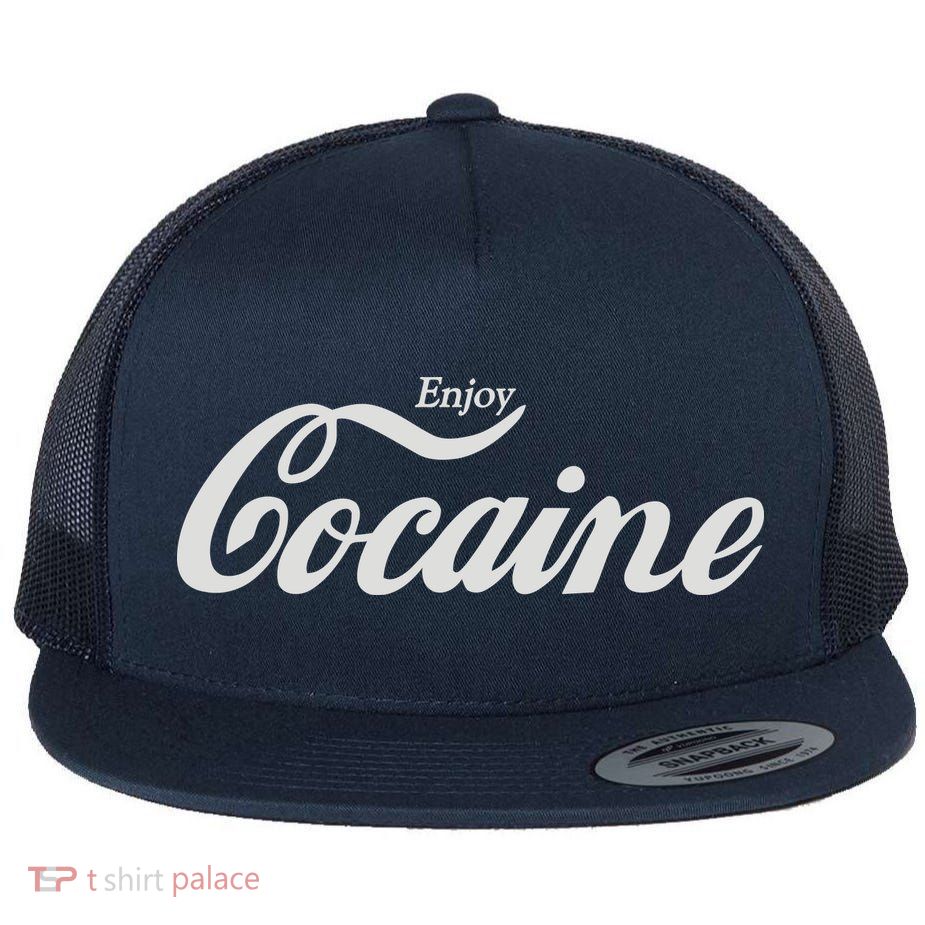 ENJOY COCAINE Flat Bill Trucker Hat