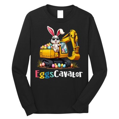 Eggs Cavator Easter Bunny Excavator Easter Long Sleeve Shirt