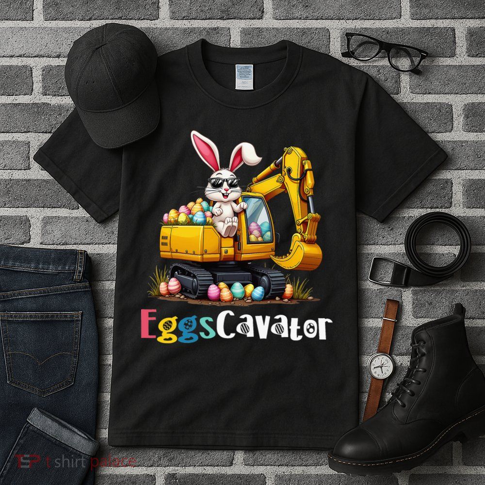 Eggs Cavator Easter Bunny Excavator Easter Tall T-Shirt