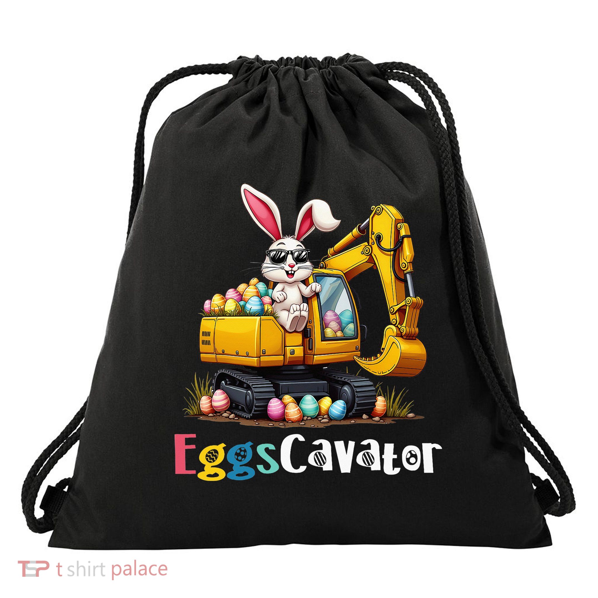 Eggs Cavator Easter Bunny Excavator Easter Drawstring Bag