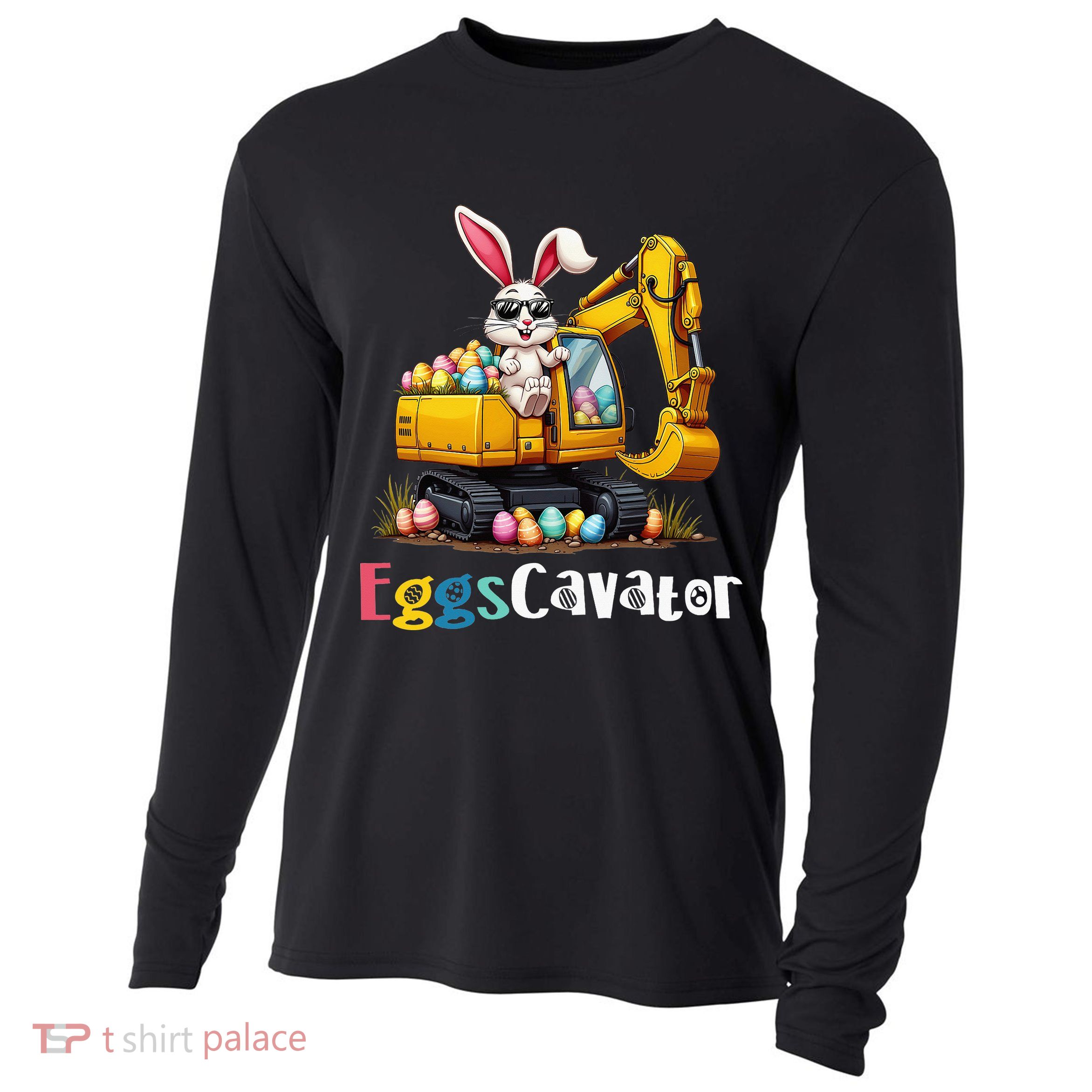 Eggs Cavator Easter Bunny Excavator Easter Cooling Performance Long Sleeve Crew