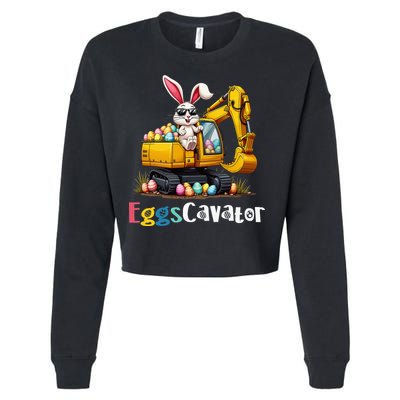 Eggs Cavator Easter Bunny Excavator Easter Cropped Pullover Crew