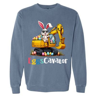 Eggs Cavator Easter Bunny Excavator Easter Garment-Dyed Sweatshirt