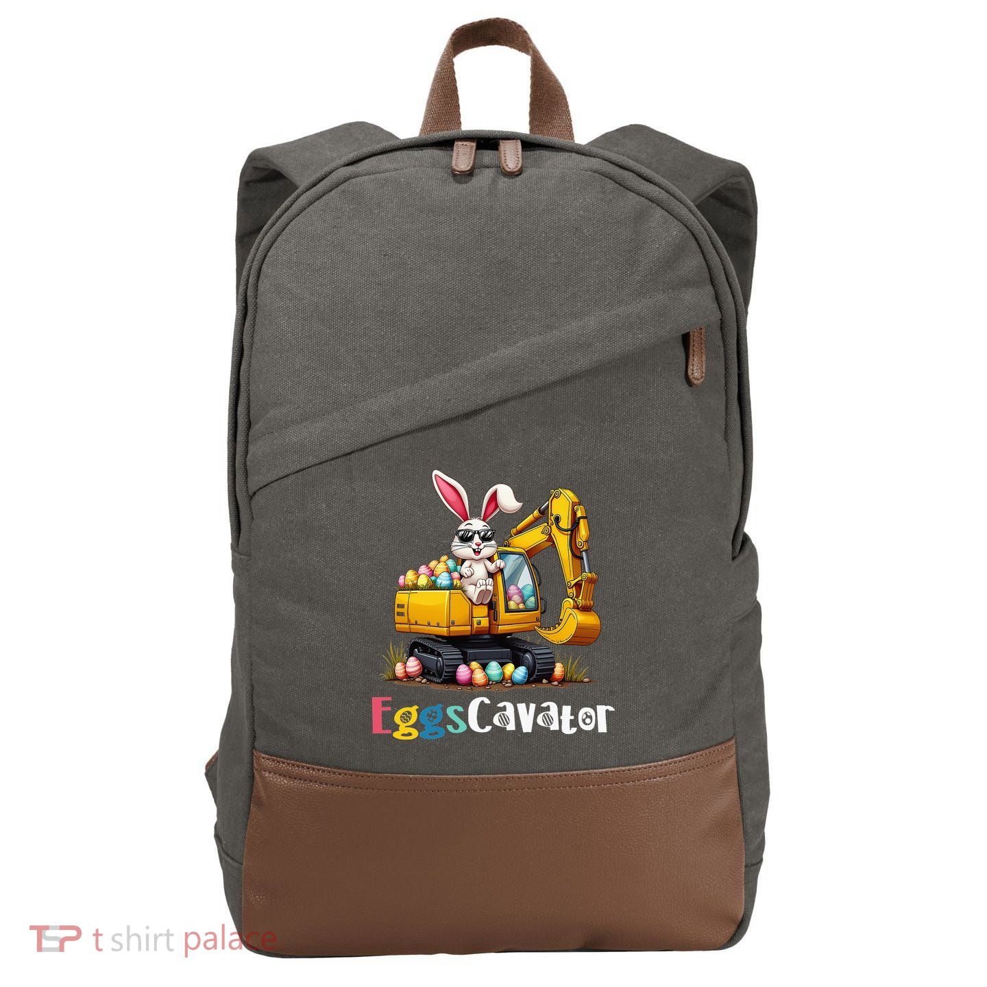 Eggs Cavator Easter Bunny Excavator Easter Cotton Canvas Backpack