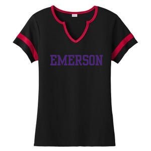 Emerson College Ladies Halftime Notch Neck Tee