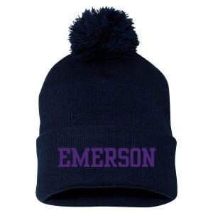 Emerson College Pom Pom 12in Knit Beanie