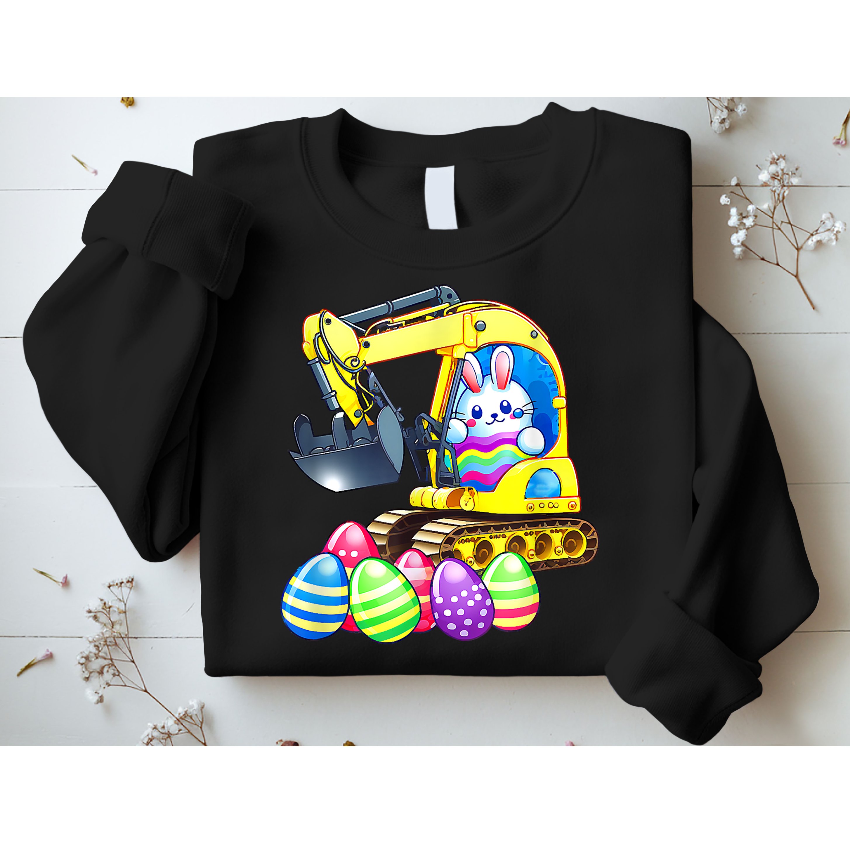 Eggs Cavator Easter Bunny Rabbit Excavator Sweatshirt