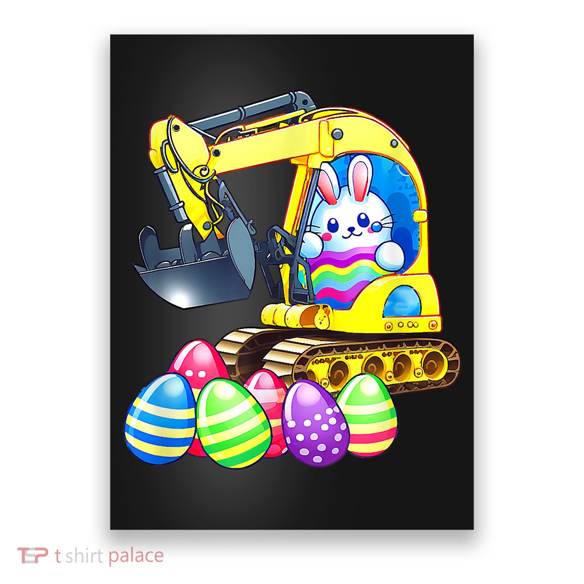 Eggs Cavator Easter Bunny Rabbit Excavator Poster