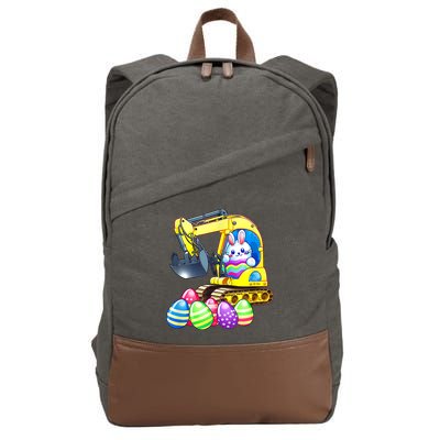 Eggs Cavator Easter Bunny Rabbit Excavator Cotton Canvas Backpack