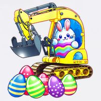 Eggs Cavator Easter Bunny Rabbit Excavator Garment-Dyed Sweatshirt