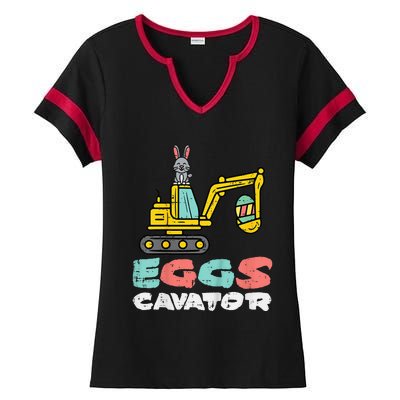 Eggs Cavator Easter Bunny Excavator Cute Ladies Halftime Notch Neck Tee